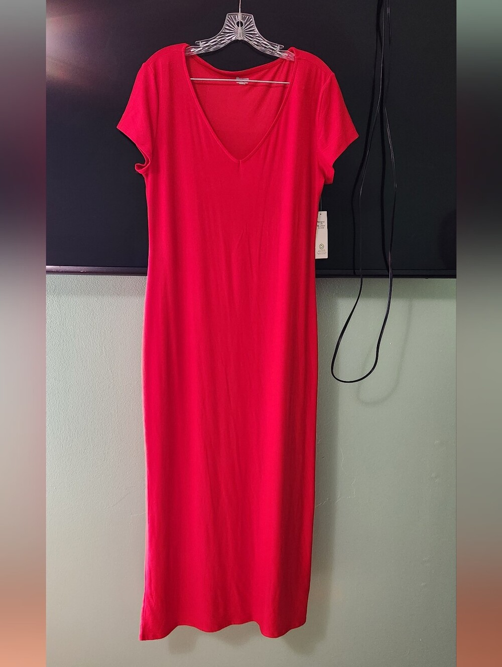 NWT No Boundaries Red V‑Neck Maxi Dress, SZ XL (16/18)